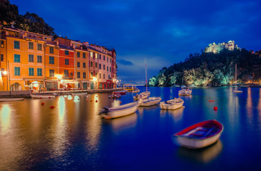 Night view from the port of Portofino