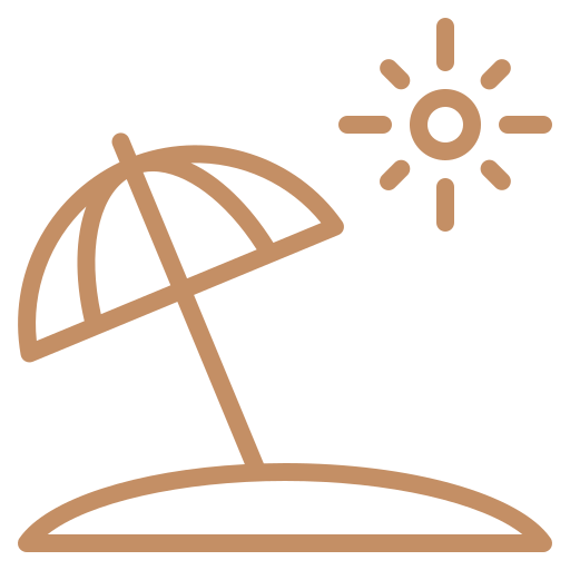 Icona lettino da sole e ombrellone